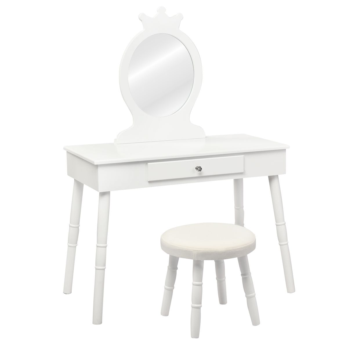 Otroška toaletna mizica z ogledalom, bela
